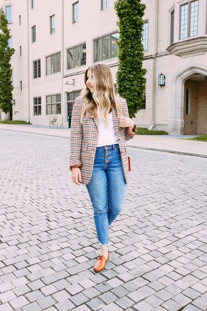 Plaid Blazer and Denim Duo