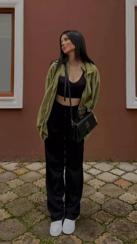Olive Oversized Jacket Streetwear Chic