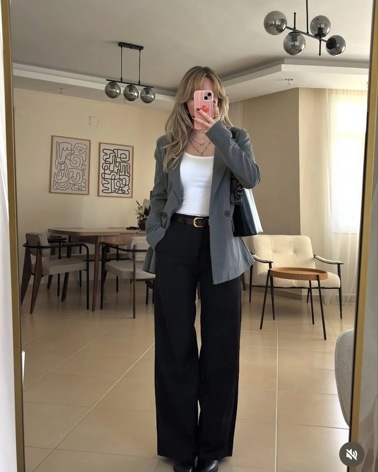 Oversized Blazer with Wide-Leg Trousers