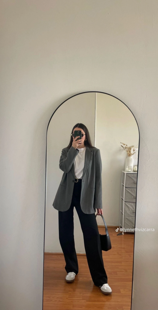 Oversized Blazer with Black Wide-Leg Pants