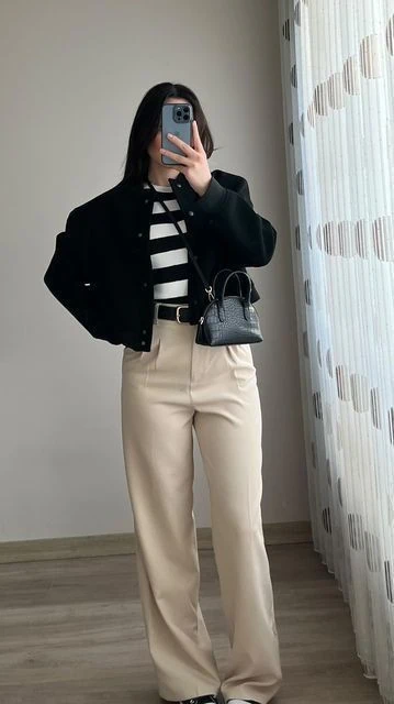 Striped Tee with Tailored Blazer