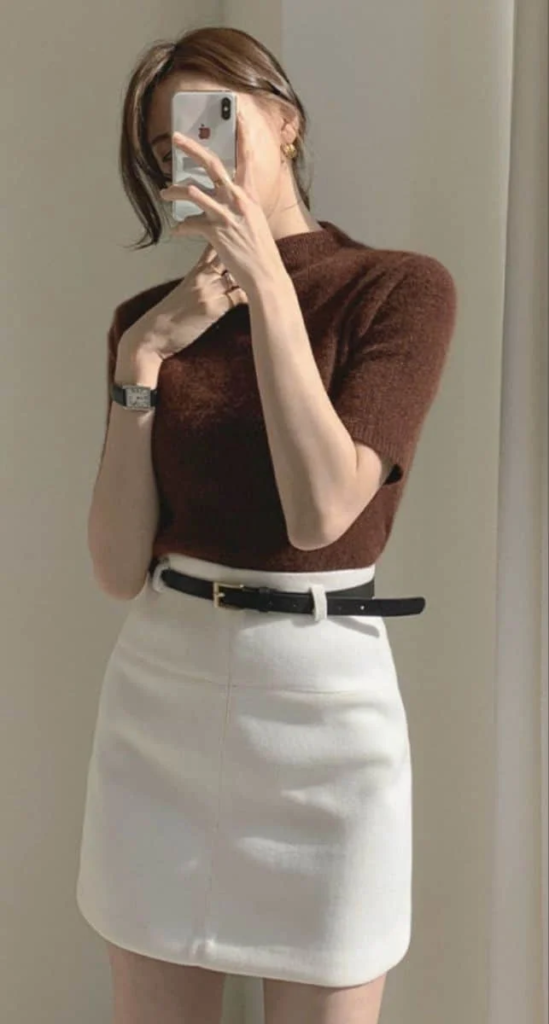 Chocolate Knit with Classic Pencil Skirt