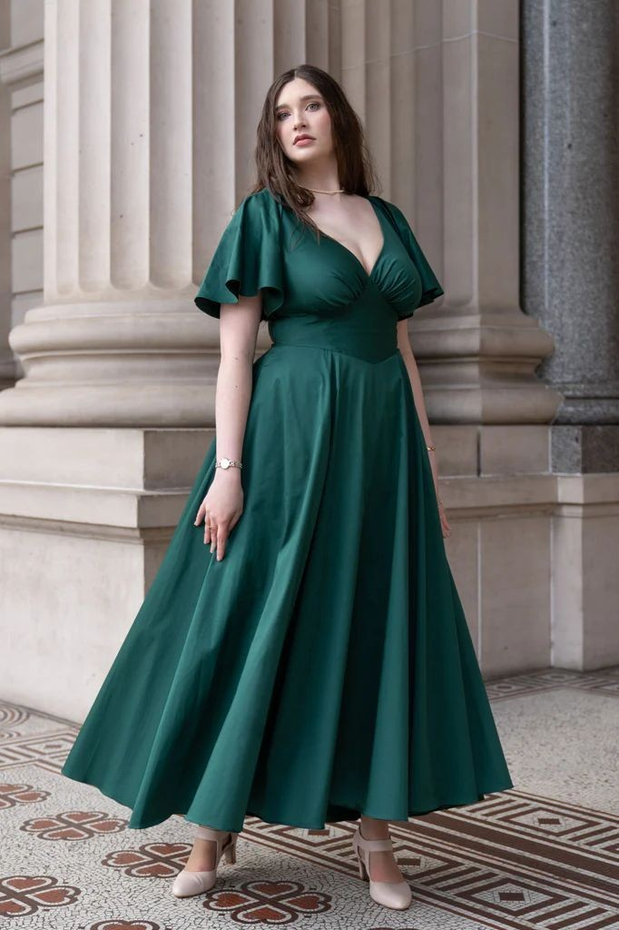 Emerald Green Wrap Midi Dress