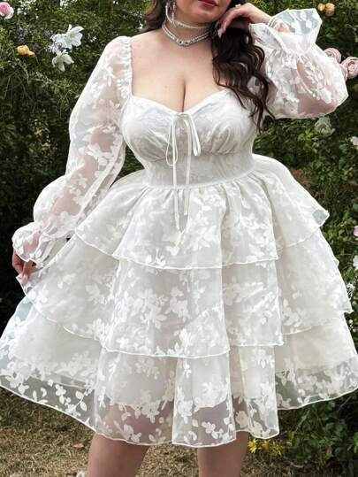 Romantic White Lace Fit-and-Flare Dress