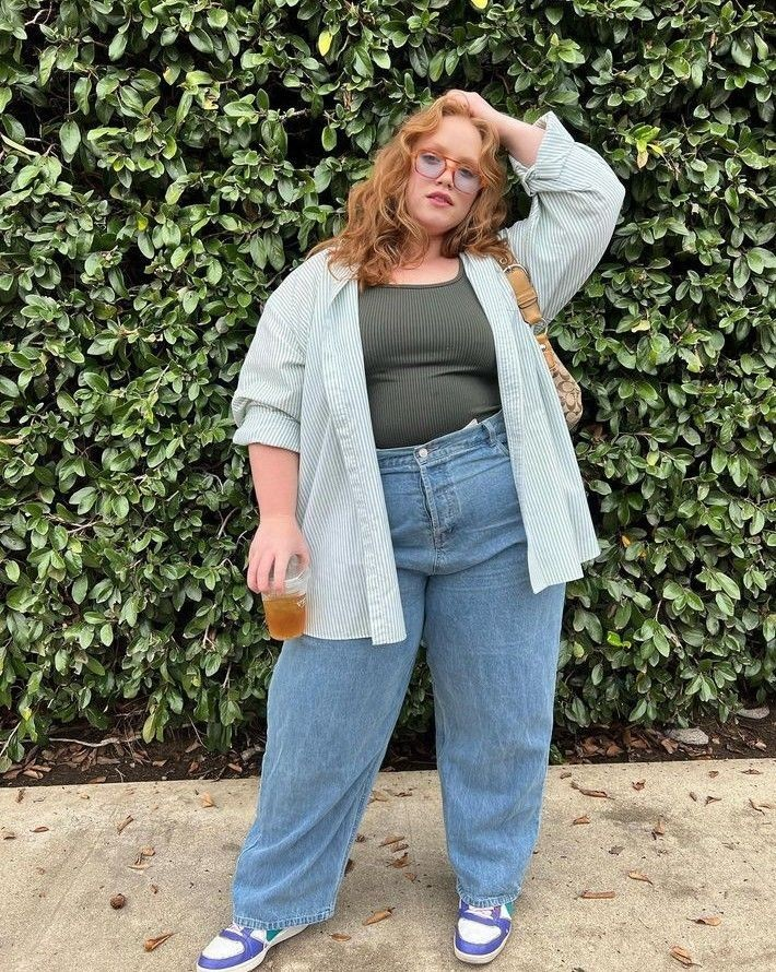 Striped Shirt Layering with Vintage Jeans