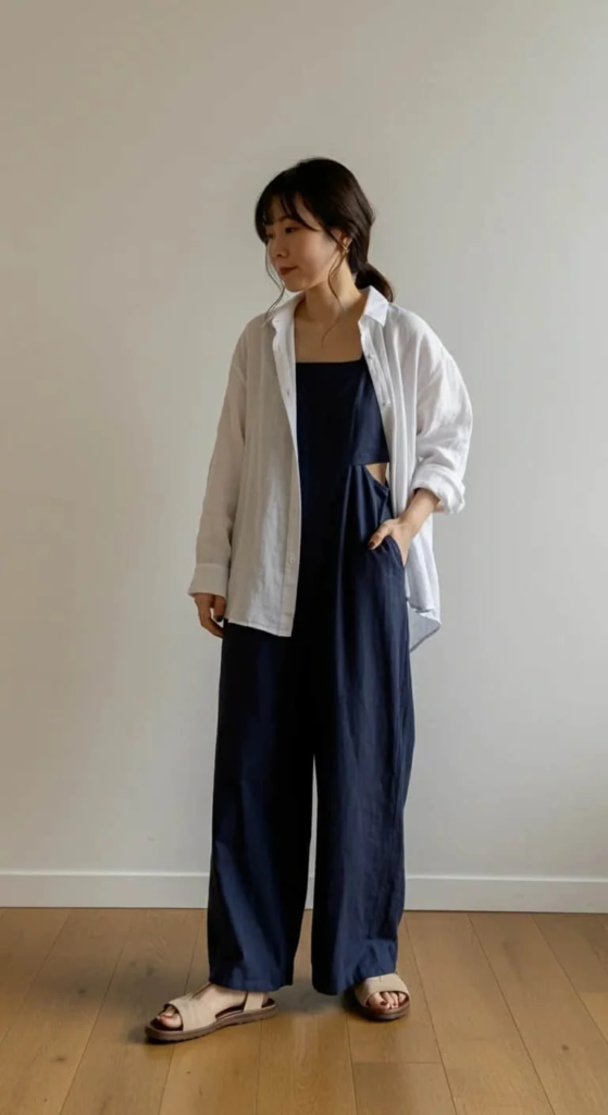 Cut-Out Jumpsuit with Oversized Shirt