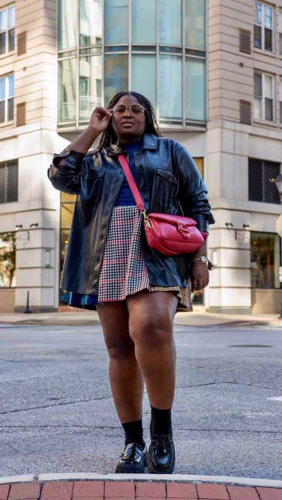 Edgy Leather and Plaid Combo