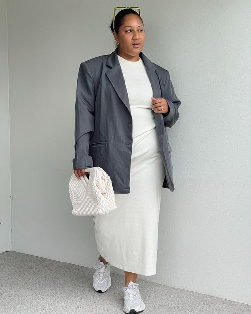 Oversized Blazer with Fitted Dress