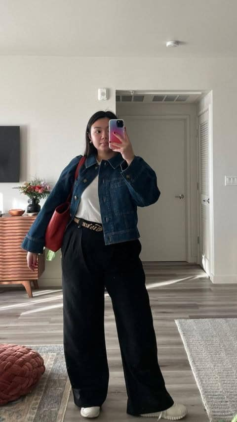 Denim Jacket and Wide-Leg Pants