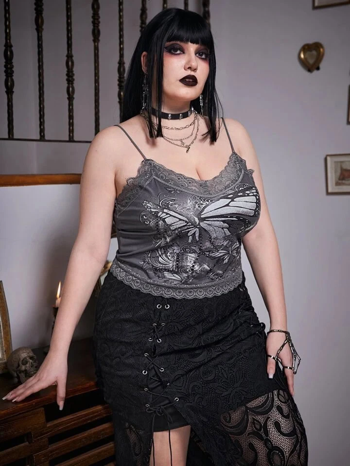 Sultry Butterfly Lace Camisole Ensemble