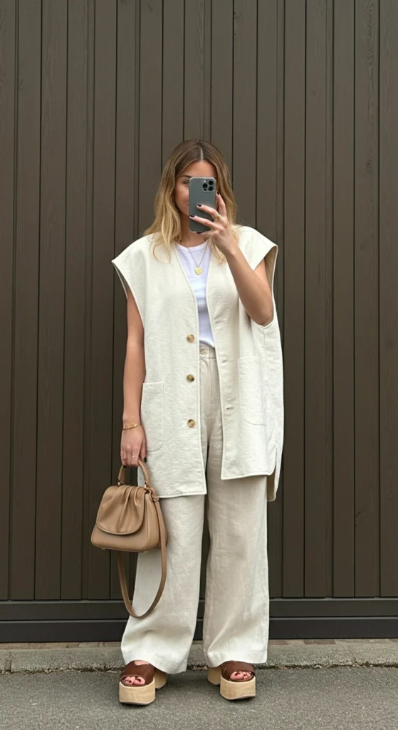 Oversized Vest and Wide-Leg Pants