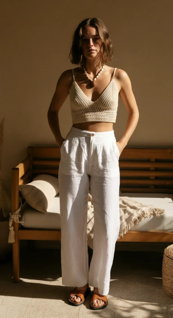 Crochet Top and Linen Pants