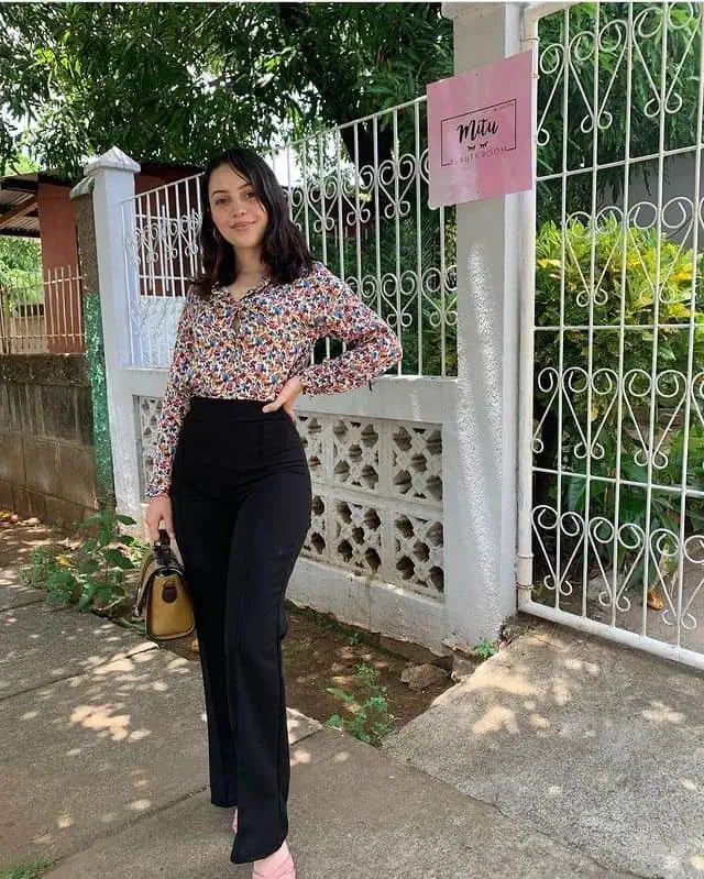 Floral Blouse and Wide-Leg Leggings