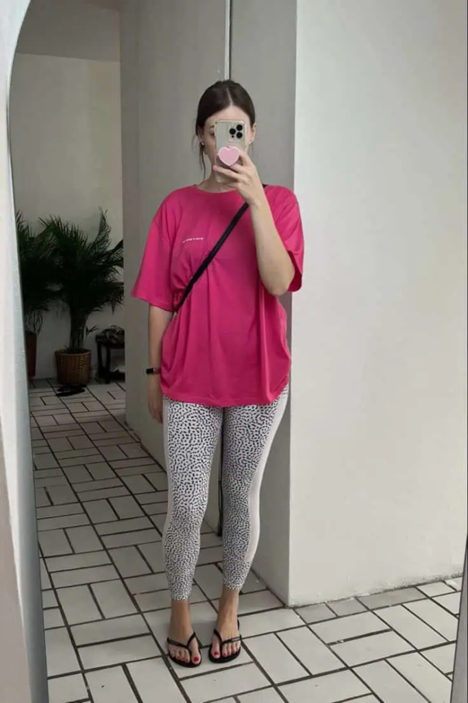 Pink Oversized Tee and Patterned Leggings