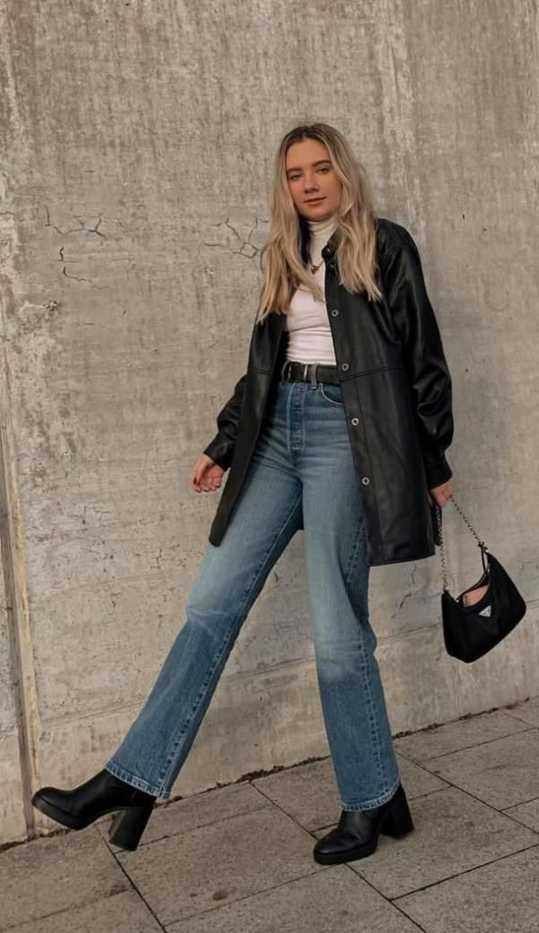 Edgy Leather and Denim Combos