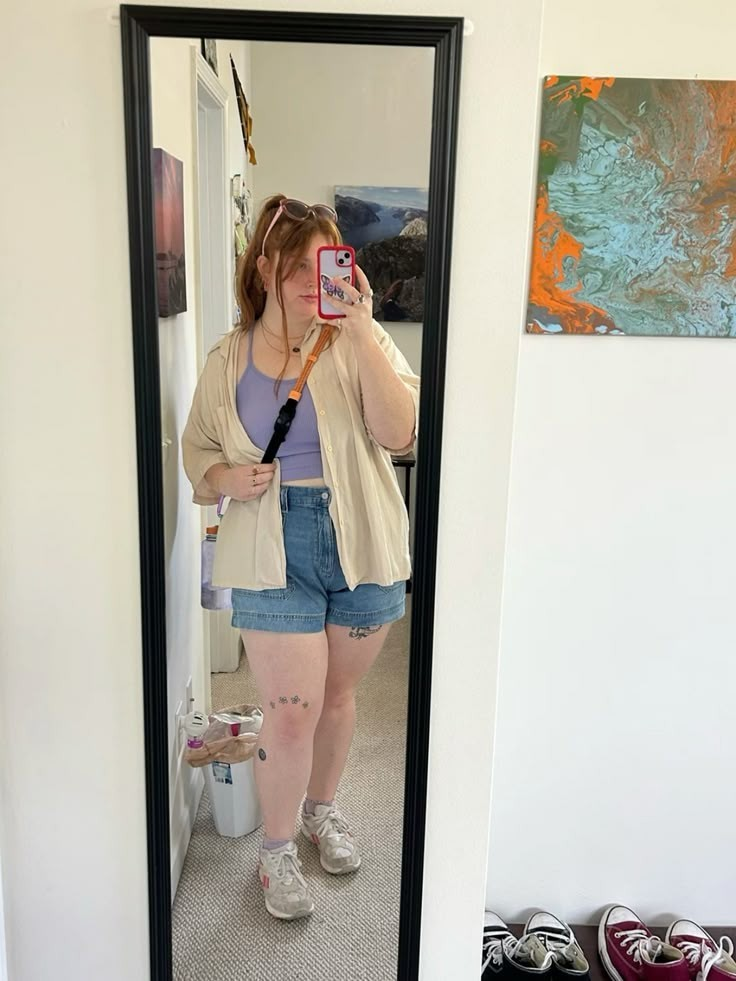 Casual Cardigan with Denim Shorts Look