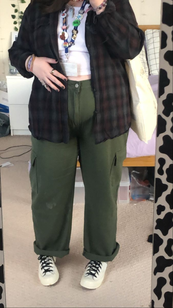 Cargo Pants with Oversized Black Jacket