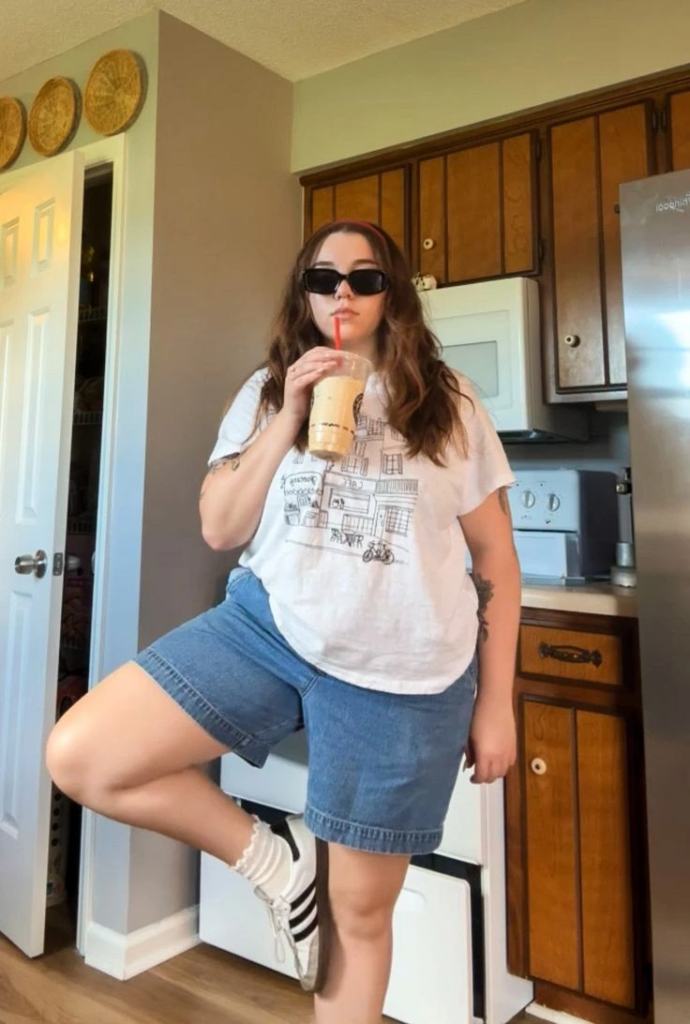 Graphic Tee and Denim Shorts Combo
