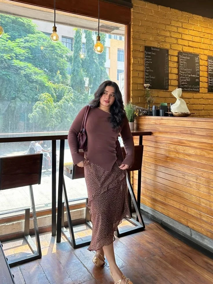 Monochromatic Burgundy Midi Skirt Ensemble