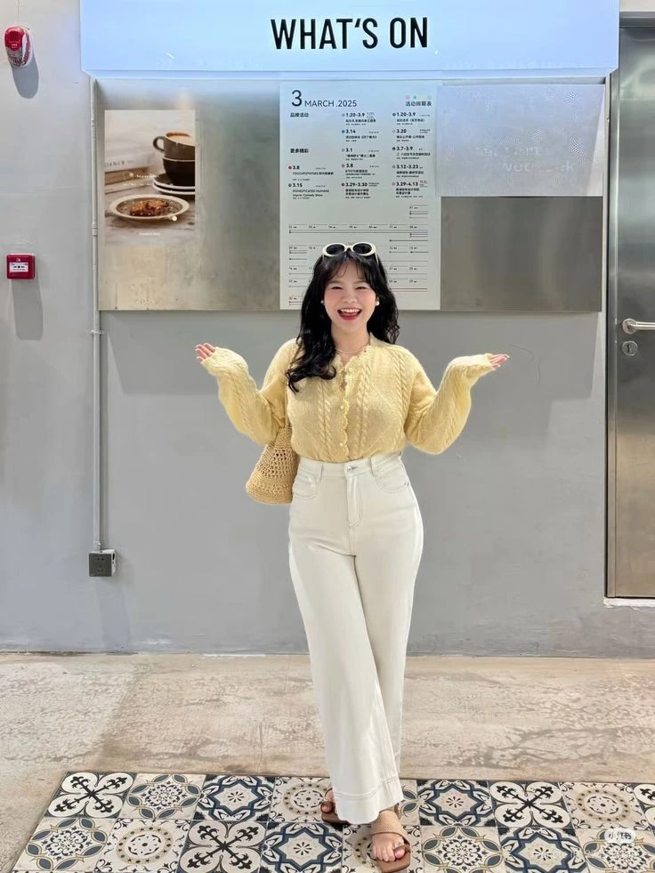 Soft Yellow Blouse with Cream Pants
