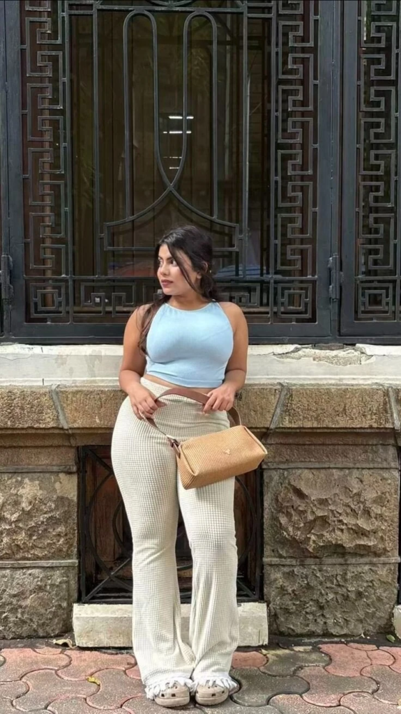 Cropped Tank with High-Waist Textured Pants