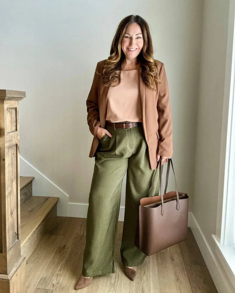 Earthy Tones and Wide-Leg Elegance