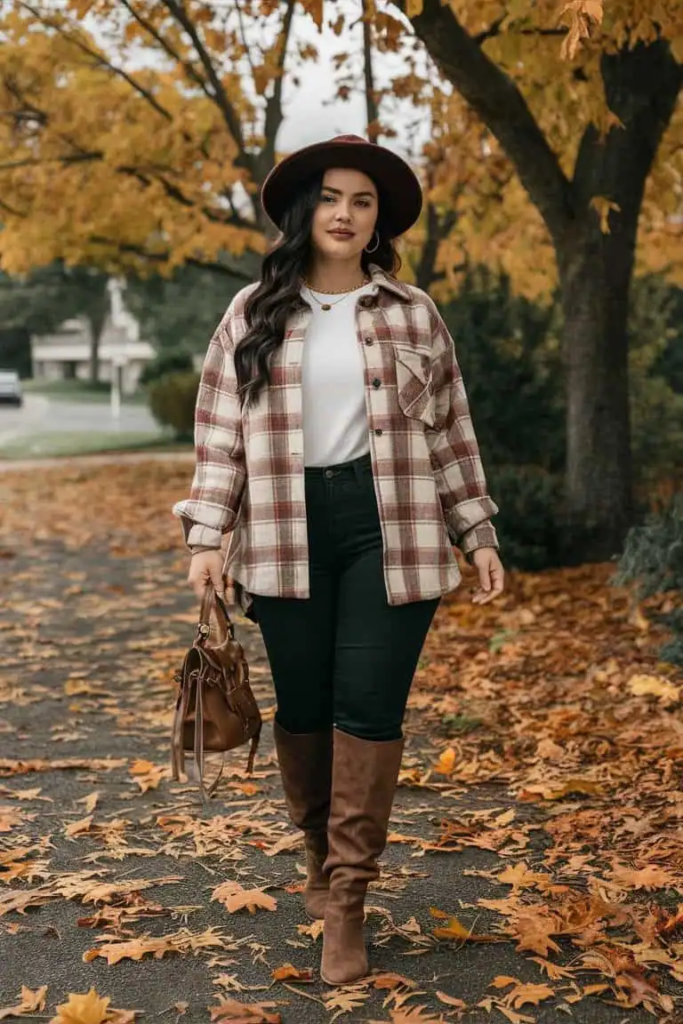 Cozy Plaid Shacket and Boots