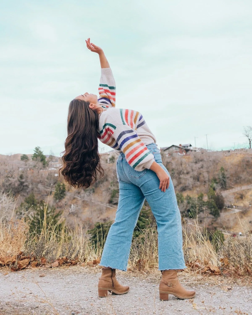 Vibrant Stripes and Denim Duo