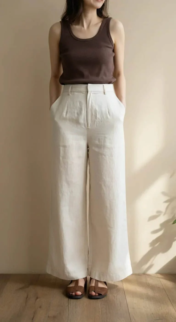 High-Waisted Wide Leg Pants with Fitted Tank