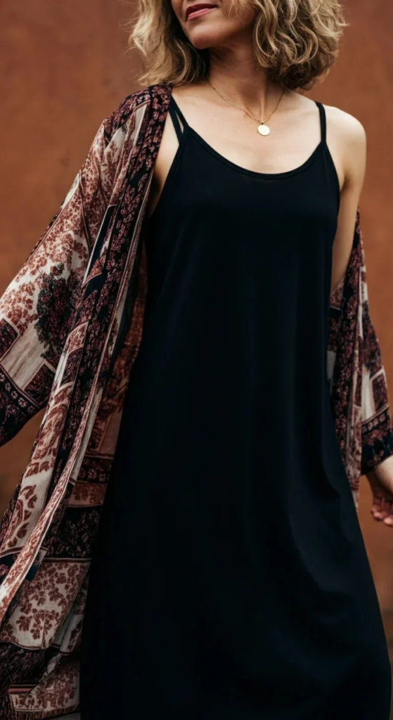 Layered Tank Dress with Kimono