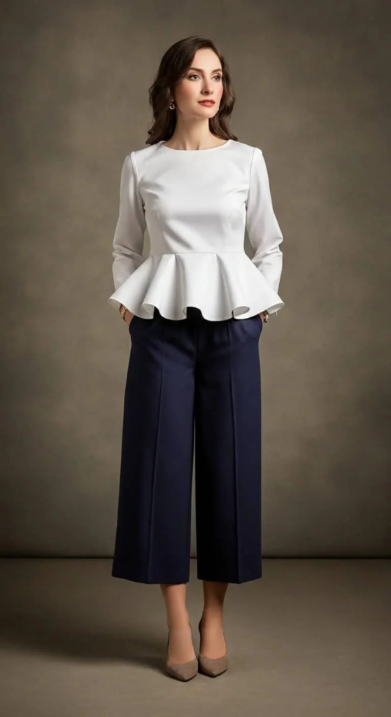 High-Waisted Culottes with Peplum Top