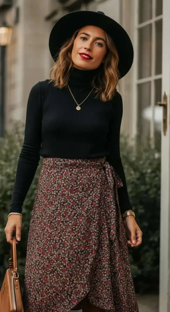 Wrap Skirt with Sleeveless Turtleneck