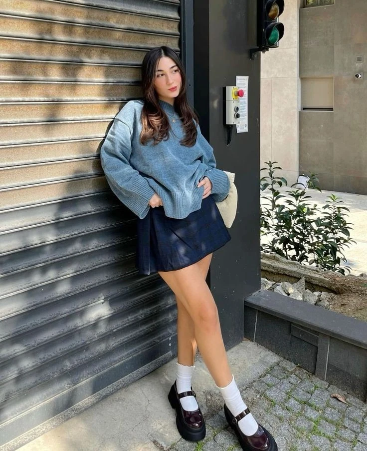 Oversized Sweater with Mary Jane Platforms