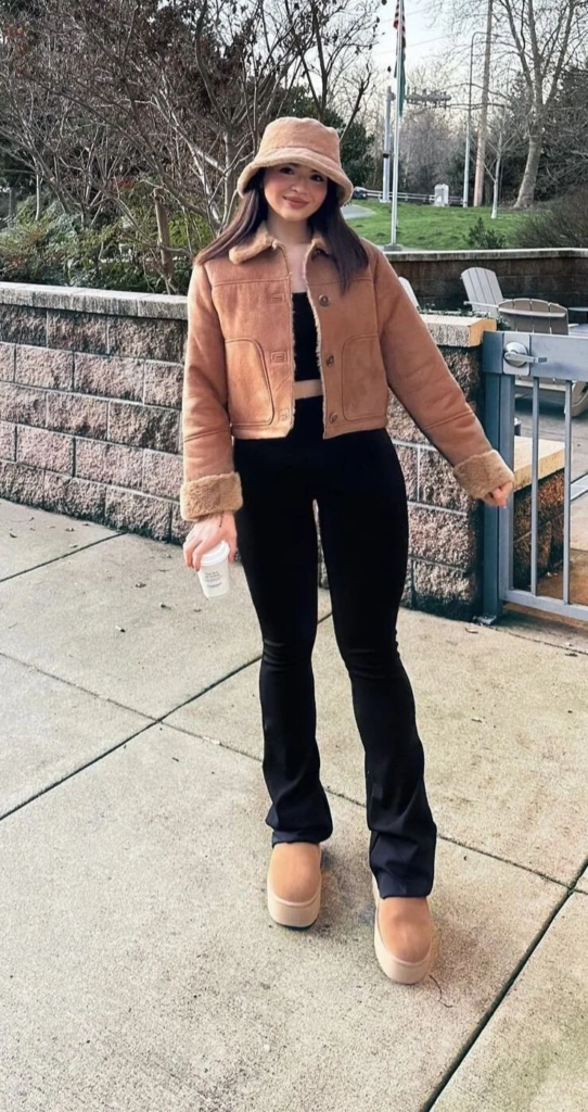 Camel Jacket with Bucket Hat Elegance