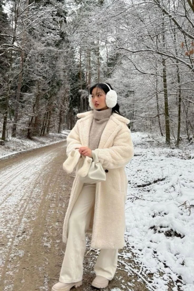 Cream Coat with Cozy Earmuffs Combo