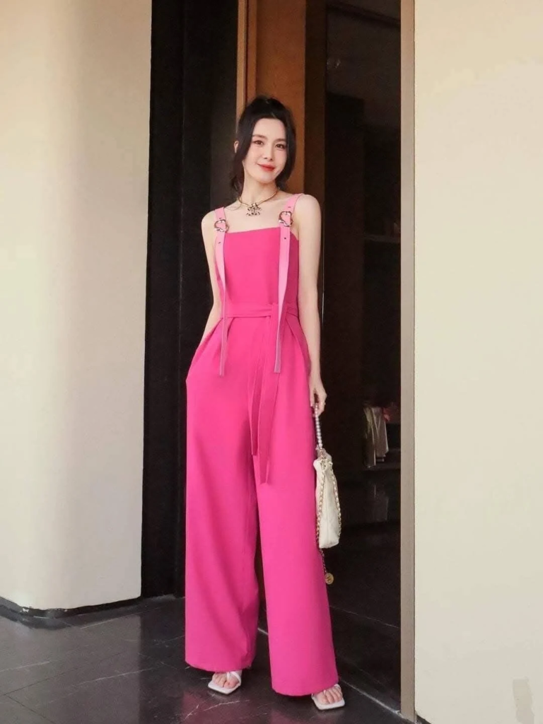 Bold Pink Jumpsuit with Statement Jewelry