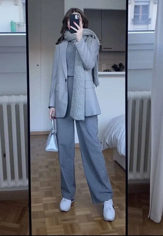 Monochromatic Grey Blazer and Trousers