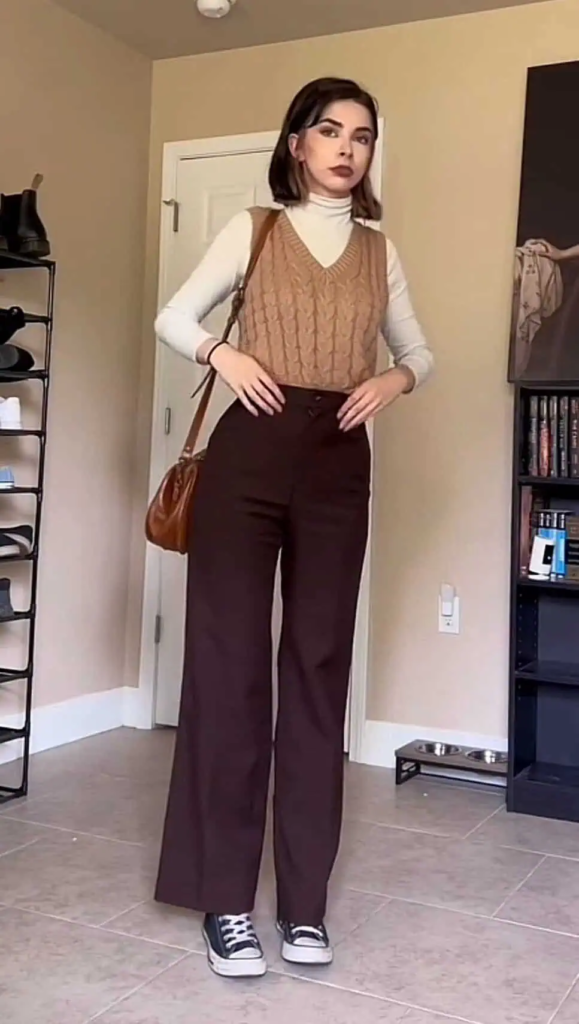 Cozy Knit Vest with Turtleneck Layers