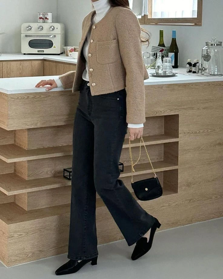 Cropped Blazer With Wide-Leg Denim