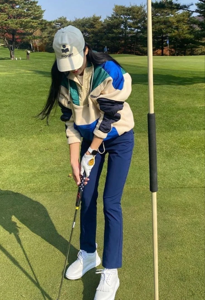Colorblock Vest with Navy Golf Pants