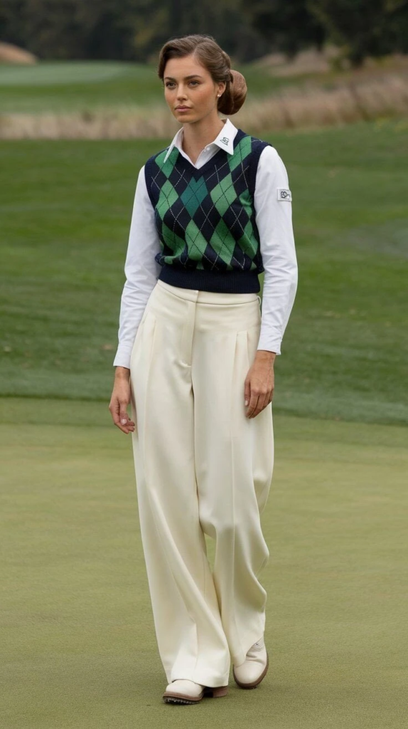 Classic Argyle Vest with Crisp White Shirt