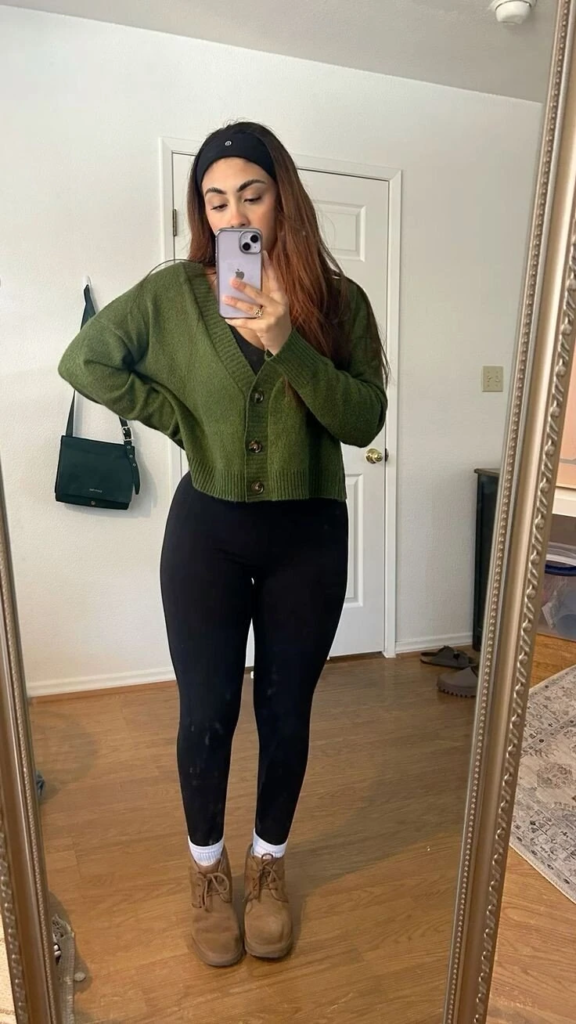 Cozy Cardigan and Black Leggings Combo