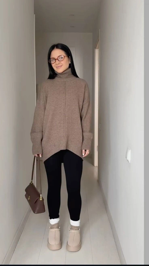 Cozy Turtleneck with Platform Boots