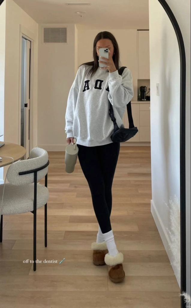 Graphic Sweatshirt with Cozy Slippers