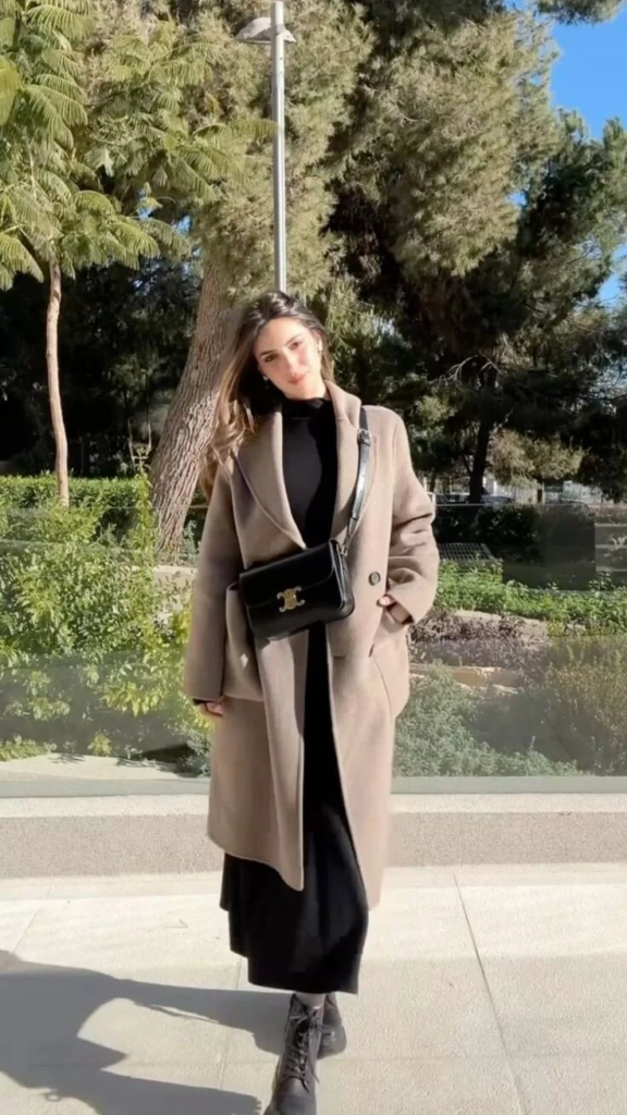 Camel Blazer Over Classic Black Layers