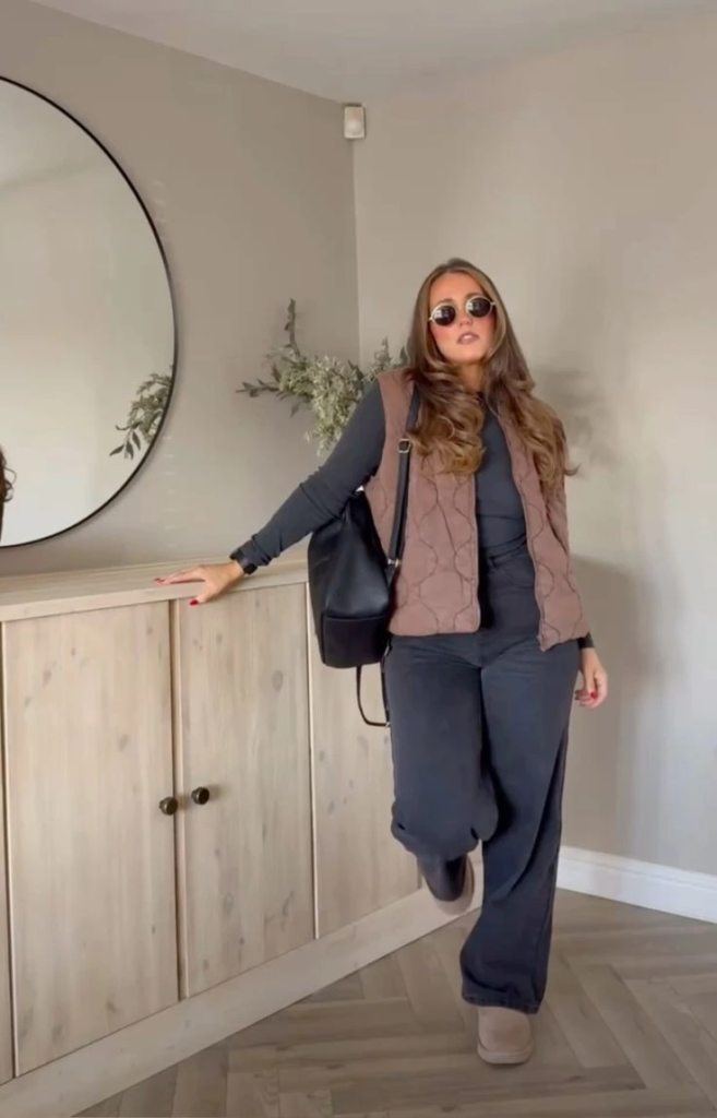 Quilted Vest Over Blazer Layering