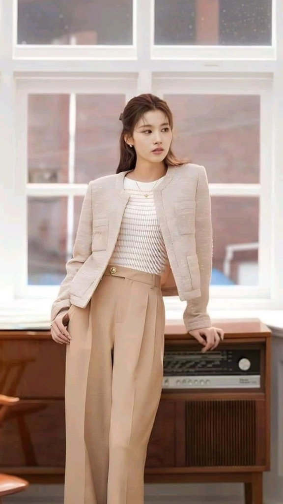 Cream Blazer and Tailored Trousers Combo