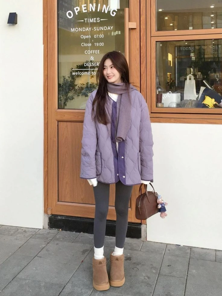 Lavender Puffer with Cozy Casual Vibes