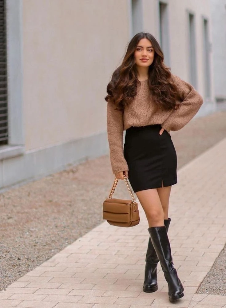 Cozy Sweater with Mini Skirt Elegance