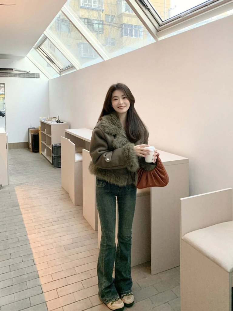 Fuzzy Blazer with Vintage Denim